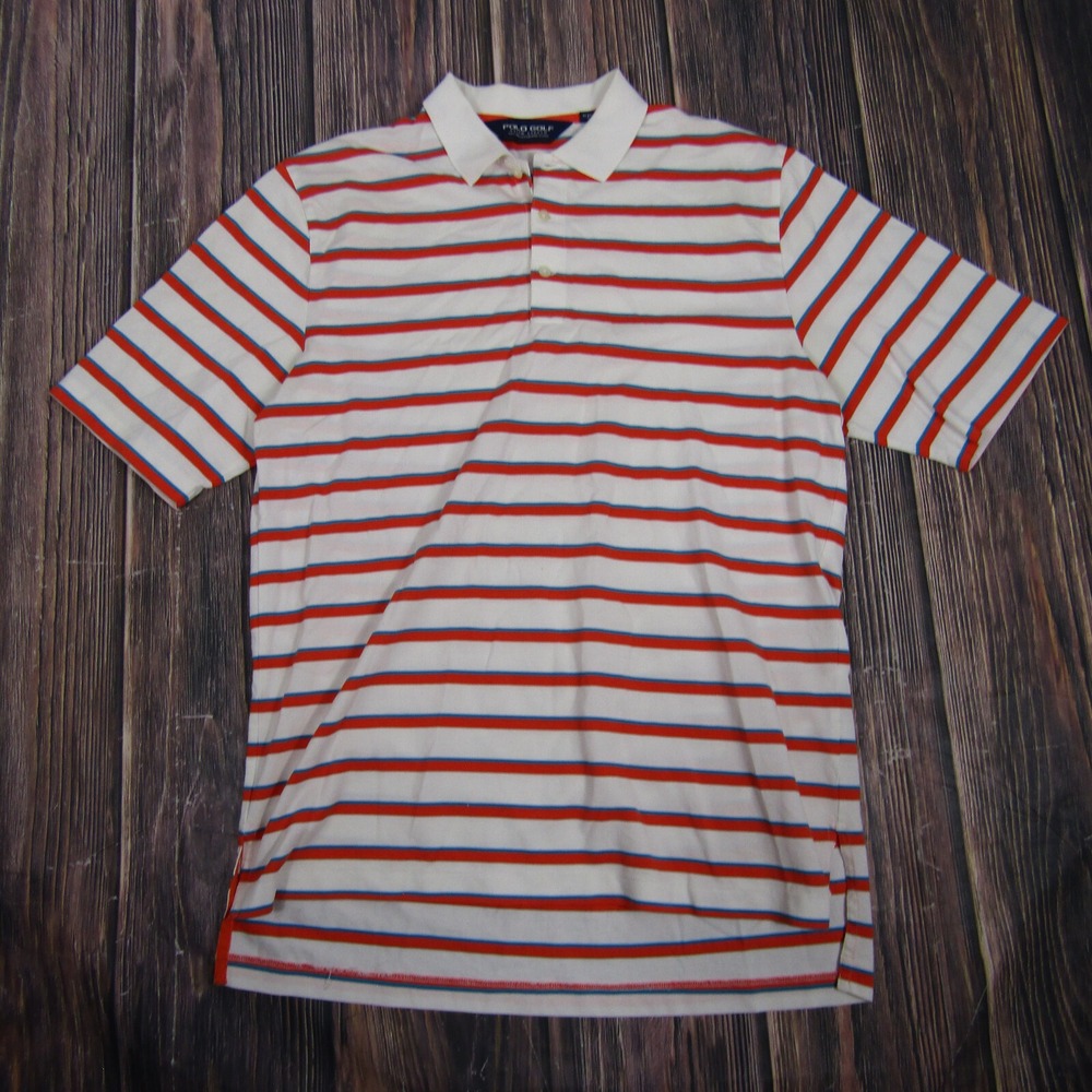 Polo‎ Golf Ralph Lauren Shirt White Red Womens XL Striped Preppy Orange